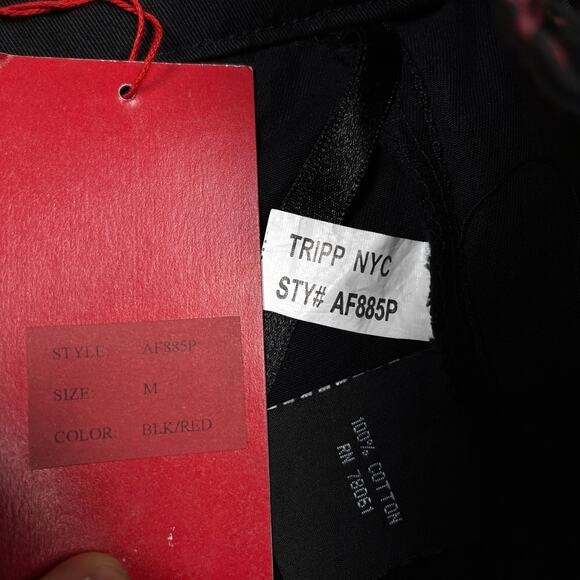 NWT Vintage Y2K Tripp NYC Red Skull Belted Black Mini Skirt Medium Deadstock - Picture 9 of 16